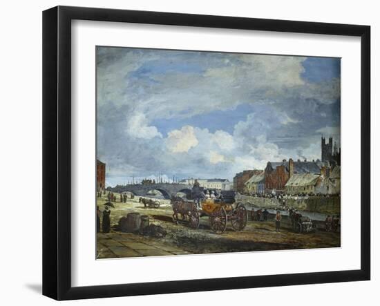 Limerick: Charlotte Quay and George's Quay, Matthew Bridge and the Customs House-William Turner Lond-Framed Giclee Print