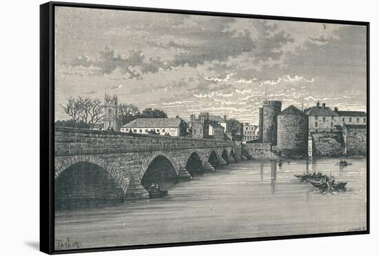 Limerick - Thomond Bridge and King Johns Castle, 1896-null-Framed Stretched Canvas
