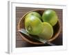 Limes, Two Whole and One Halved in a Small Basket-Eising Studio - Food Photo and Video-Framed Photographic Print