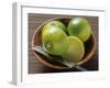 Limes, Two Whole and One Halved in a Small Basket-Eising Studio - Food Photo and Video-Framed Photographic Print