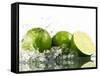 Limes with Splashing Water-Michael L?ffler-Framed Stretched Canvas
