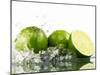 Limes with Splashing Water-Michael L?ffler-Mounted Photographic Print