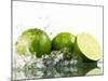 Limes with Splashing Water-Michael L?ffler-Mounted Photographic Print