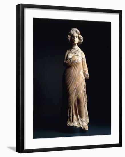 Limestone and Stucco Feminine Statue, Iranian Art of the Parthians, 1st-2nd Century A.C.-null-Framed Giclee Print