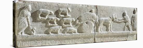 Limestone Bas-Relief Showing Transhumance Scene, from Sulmona, Italy BC-null-Stretched Canvas