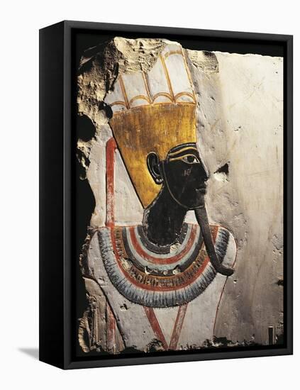 Limestone Blocks Painted with Reliefs Depicting God Amun-Min-null-Framed Stretched Canvas