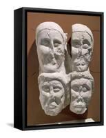 Limestone Cut Off Heads, from Oppidum at Entremont-null-Framed Stretched Canvas