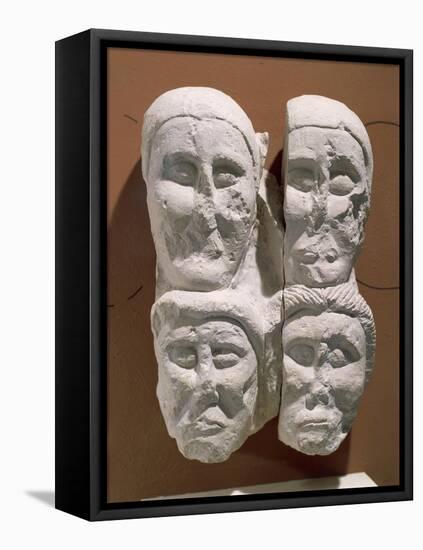 Limestone Cut Off Heads, from Oppidum at Entremont-null-Framed Stretched Canvas