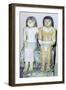 Limestone Egyptian statue of a man and his wife. Artist: Unknown-Unknown-Framed Giclee Print