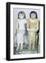 Limestone Egyptian statue of a man and his wife. Artist: Unknown-Unknown-Framed Giclee Print