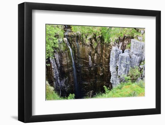 Limestone Formations and Waterfall at Buttertubs on the Pass from Wensleydale to Swaldale-Mark Sunderland-Framed Photographic Print