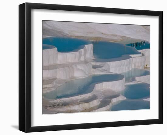 Limestone Hot Springs and Reflection of Tourists, Cotton Castle, Pamukkale, Turkey-Cindy Miller Hopkins-Framed Premium Photographic Print