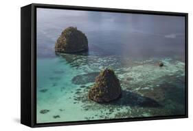 Limestone Islands Surrounded by a Coral Reef in Raja Ampat-Stocktrek Images-Framed Stretched Canvas