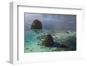 Limestone Islands Surrounded by a Coral Reef in Raja Ampat-Stocktrek Images-Framed Photographic Print