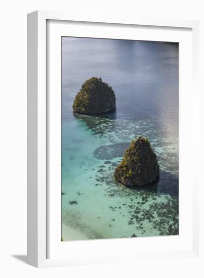 Limestone Islands Surrounded by a Coral Reef in Raja Ampat-Stocktrek Images-Framed Photographic Print