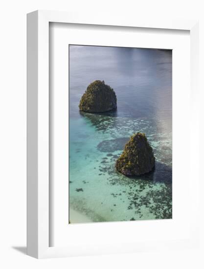 Limestone Islands Surrounded by a Coral Reef in Raja Ampat-Stocktrek Images-Framed Photographic Print