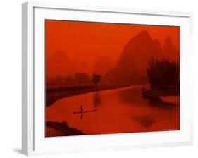 Limestone Mountains, Li River Fishermen, Yangshou, Guilin, China-Bill Bachmann-Framed Photographic Print