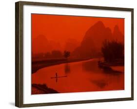 Limestone Mountains, Li River Fishermen, Yangshou, Guilin, China-Bill Bachmann-Framed Photographic Print