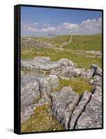 Limestone Pavement and Dry Stone Wall Above Settle, Yorkshire Dales National Park, England-Neale Clark-Framed Stretched Canvas