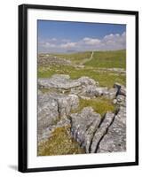 Limestone Pavement and Dry Stone Wall Above Settle, Yorkshire Dales National Park, England-Neale Clark-Framed Photographic Print