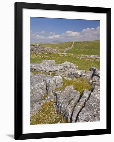 Limestone Pavement and Dry Stone Wall Above Settle, Yorkshire Dales National Park, England-Neale Clark-Framed Photographic Print