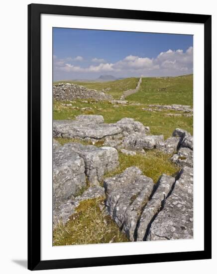 Limestone Pavement and Dry Stone Wall Above Settle, Yorkshire Dales National Park, England-Neale Clark-Framed Photographic Print