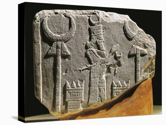 Limestone Stela Depicting the Moon God Sin-null-Stretched Canvas