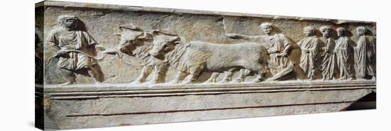 Limestone "Sulcus Primigenius" Relief, Representing Ceremony of Foundation of City of Aquileia-null-Stretched Canvas