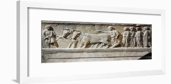Limestone "Sulcus Primigenius" Relief, Representing Ceremony of Foundation of City of Aquileia-null-Framed Giclee Print