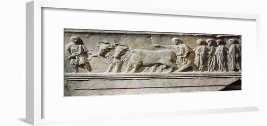 Limestone "Sulcus Primigenius" Relief, Representing Ceremony of Foundation of City of Aquileia-null-Framed Giclee Print