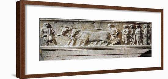 Limestone "Sulcus Primigenius" Relief, Representing Ceremony of Foundation of City of Aquileia-null-Framed Giclee Print