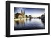 Limmat River with Grossmunster Churc, Zurich-George Oze-Framed Photographic Print