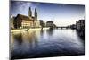Limmat River with Grossmunster Churc, Zurich-George Oze-Mounted Photographic Print