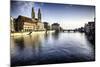 Limmat River with Grossmunster Churc, Zurich-George Oze-Mounted Photographic Print