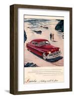 Lincoln 1950 - Beach Ad-null-Framed Art Print