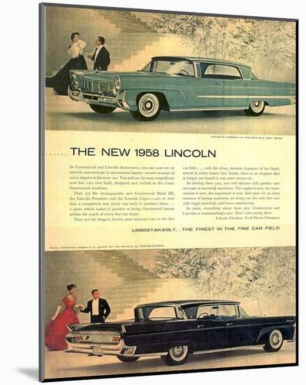 Lincoln 1958 - Unmistakably-null-Mounted Art Print