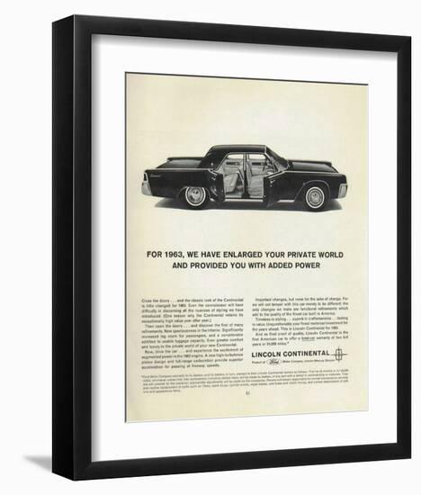 Lincoln 1963 - Added Power-null-Framed Art Print