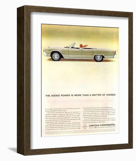 Lincoln 1963- Matter of Horses-null-Framed Art Print