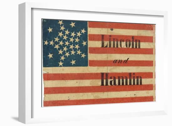 Lincoln and Hamlin Campaign Flag-null-Framed Art Print