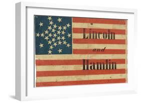 Lincoln and Hamlin Campaign Flag-null-Framed Art Print