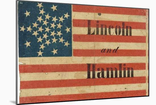 Lincoln and Hamlin Campaign Flag-null-Mounted Art Print