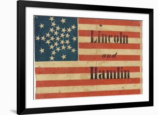 Lincoln and Hamlin Campaign Flag-null-Framed Premium Giclee Print