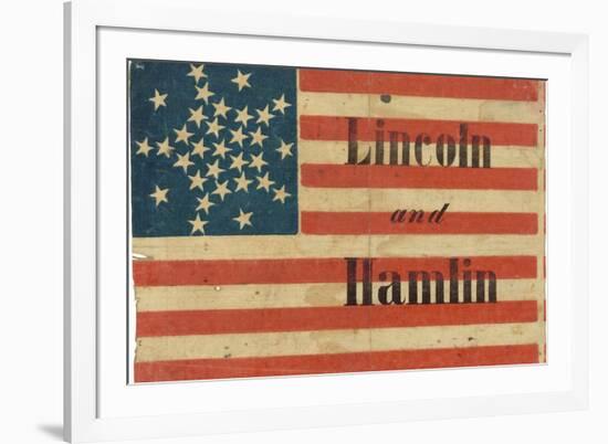 Lincoln and Hamlin Campaign Flag-null-Framed Art Print