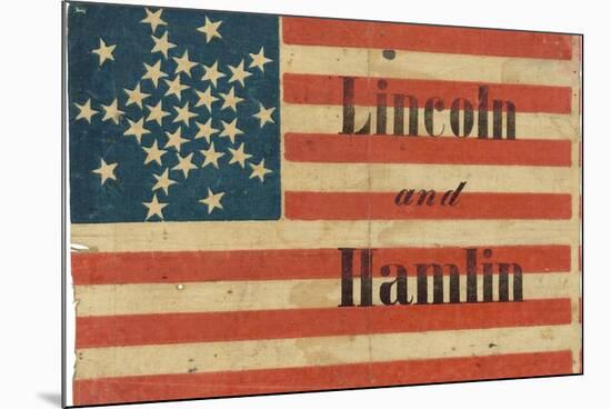 Lincoln and Hamlin Campaign Flag-null-Mounted Art Print