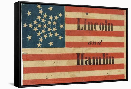 Lincoln and Hamlin Campaign Flag-null-Framed Stretched Canvas