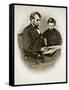 Lincoln and Tad, 1864-Anthony Berger-Framed Stretched Canvas