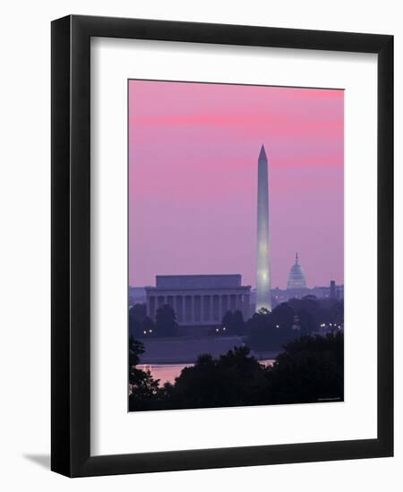 Lincoln and Washington Memorials and Capitol, Washington D.C. Usa-Walter Bibikow-Framed Premium Photographic Print