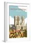 Lincoln Cathedral - Dave Thompson Contemporary Travel Print-Dave Thompson-Framed Giclee Print