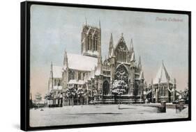 Lincoln Cathedral in the Snow-null-Framed Stretched Canvas