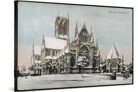 Lincoln Cathedral in the Snow-null-Stretched Canvas